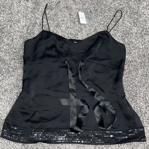 Ann Taylor Loft black lined sequined spaghetti strap blouse🖤